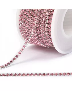 Цепь со стразами цв.PINK/SILVER, 3 мм, уп.10 м арт. МГ-116628-1-МГ0958109
