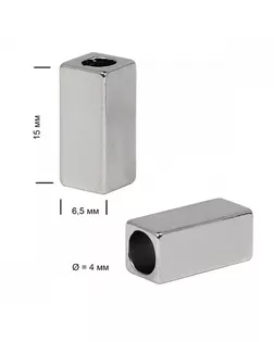 Наконечник для шнура металл TBY OR.0305-5376 (15х6,5мм, отв.4мм) цв. никель уп. 100шт арт. МГ-116829-1-МГ0961435