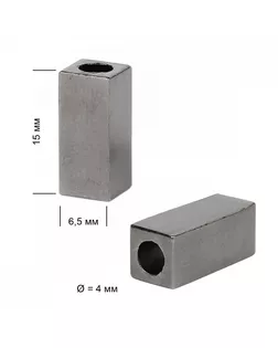 Наконечник для шнура металл TBY OR.0305-5376 (15х6,5мм, отв.4мм) цв. никель черный уп. 100шт арт. МГ-116830-1-МГ0961436