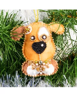Набор для шитья и вышивания сувенир Новогодний щенок 7,5х7,5 см арт. МГ-6520-1-МГ0494077