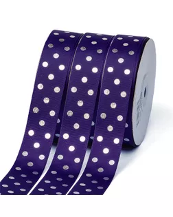 Лента репсовая Горошек серебро ш.2,5см LDRS476 (476 фиолетовый) 27.4м арт. МГ-6981-1-МГ0531025