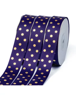 Лента репсовая Горошек золото ш.2,5см LDRG476 (476 фиолетовый) 27.4м арт. МГ-6986-1-МГ0531030