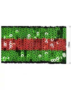 Тесьма с пайетками 98331 ш.4см цв.зеленый/красный А (18м) арт. МГ-10175-1-МГ0671980