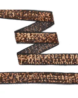 Тесьма с пайетками на сетке ш.3см (черный/розовое золото) (13.7м) арт. МГ-10542-1-МГ0710077