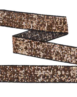 Тесьма с пайетками на сетке ш.5см (черный/розовое золото) (13.7м) арт. МГ-10543-1-МГ0710078