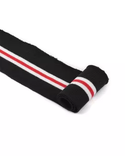 Подвяз трикотажный полиэстер цв.черный с белыми и красной полосами арт. МГ-11201-1-МГ0725343
