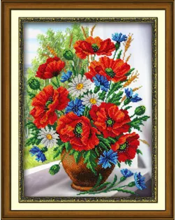 Купить Набор для вышивания бисером ПАУТИНКА Любимые цветы 28х38 см арт. МГ-17002-1-МГ0164957 оптом в Караганде