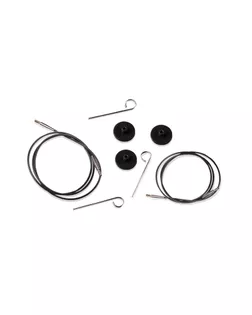 10523 Knit Pro Тросик (заглушки 2шт, ключик) для съемных спиц, длина 76 (готовая длина спиц 100)см, черный арт. МГ-19350-1-МГ0179961