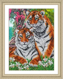 Набор для вышивания бисером ПАУТИНКА Тигры 38х28 см арт. МГ-43209-1-МГ0503777