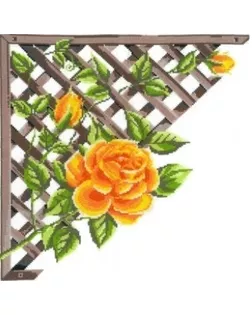 Набор для вышивания мулине НИТЕКС Ветвистая желтая роза 32х32 см арт. МГ-43884-1-МГ0529443