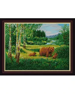 Рисунок на ткани (Бисер) КОНЁК Пейзаж с медведями 29х39 см арт. МГ-52063-1-МГ0630829