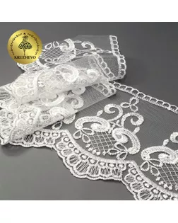 Кружево сетке KRUZHEVO ш.14см цв.01 белый арт. МГ-109279-1-МГ0982112