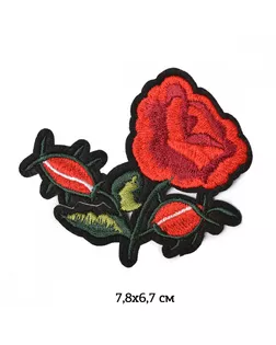 Термоаппликации вышитые Красная роза 7,8х6,7см, уп.10шт арт. МГ-111642-1-МГ0780780