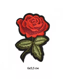 Термоаппликации вышитые Красная роза 6х5,5см, уп.10шт арт. МГ-113018-1-МГ0780774