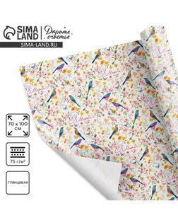 Бумага упаковочная глянцевая «С 8 марта», 70 х 100 см арт. СМЛ-232268-1-СМЛ0010070678