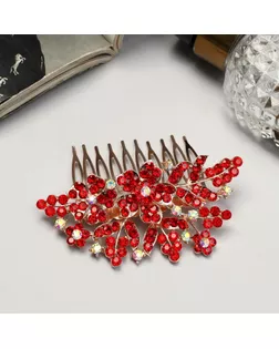 Гребень для волос "Прелеста"  цветок, 6х8 см, красный арт. СМЛ-232377-2-СМЛ0010073068