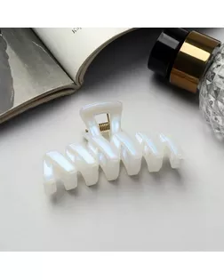 Краб для волос "Жемчужный" зиг-заг, 7 см, белый арт. СМЛ-232400-1-СМЛ0010073121