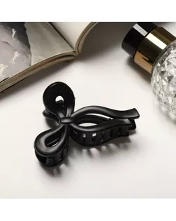 Краб для волос "Классика" бантик, 7 см, чёрный матовый и глянец арт. СМЛ-232404-1-СМЛ0010073134