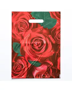 Пакет "Алые розы", полиэтиленовый с вырубной ручкой, 30х40 см, 50 мкм арт. СМЛ-232468-1-СМЛ0010082852
