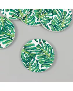 Декор для творчества дерево "Круг. Листья монстеры" d=3 см арт. СМЛ-232588-1-СМЛ0010084352
