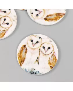 Декор для творчества дерево "Круг. Полярные совы" d=4 см арт. СМЛ-232589-1-СМЛ0010084353