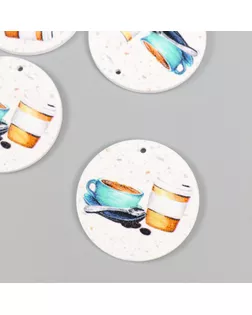 Декор для творчества дерево "Круг. Перерыв на кофе" d=4 см арт. СМЛ-232591-1-СМЛ0010084355