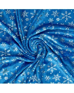 Лоскут «Велюр» с новогодним нанесением, крупные снежинки, 50 × 50 см арт. СМЛ-272919-2-СМЛ0010095475