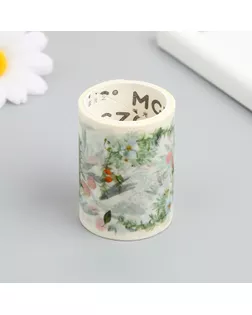 Клейкая лента бумага "Бело-оранжевые цветы" ширина 5,4 см намотка 3 м 5,4х3,8х3,8 см арт. СМЛ-233271-1-СМЛ0010125213