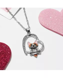 Кулон детский «Выбражулька» щенок корги, цветной в серебре арт. СМЛ-280642-1-СМЛ0010127872