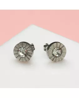 Серьги «Пусеты» стальные, кристалл, цвет белый в серебре арт. СМЛ-233394-1-СМЛ0010133866