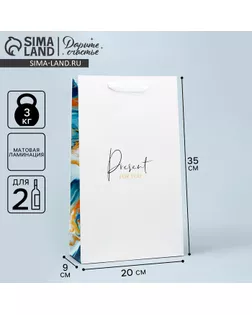 Пакет подарочный под две бутылки, упаковка, «Present for you», 35 х 20 х 9 см арт. СМЛ-234802-1-СМЛ0010135529