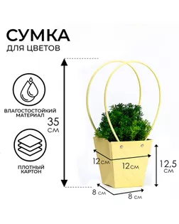 Сумка для цветов тиснение шампань влагостойкая, 12x12-8x8-12.5 см арт. СМЛ-233547-1-СМЛ0010150462