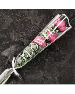 Пакет конус для цветов, "Цветы",  12,5+4х45 см, белый арт. СМЛ-233575-1-СМЛ0010155954