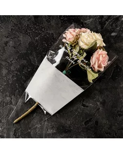 Пакет конус для цветов, с нетканым материалом,  26+7х37 см, белый арт. СМЛ-233577-1-СМЛ0010155956