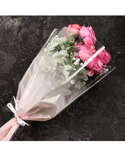 Пакет конус для цветов, "Переход",  30+9,5х45 см, розовый арт. СМЛ-239479-1-СМЛ0010155961
