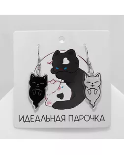 Серьги акрил «Котики» духи, цвет чёрно-белый арт. СМЛ-233675-1-СМЛ0010162481