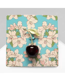 Брошь «Вишенка» с листочком, цвет бордово-зелёный в золоте арт. СМЛ-233791-1-СМЛ0010176965