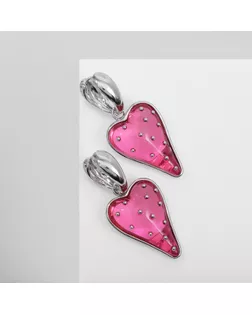 Серьги ассорти «Сердце» клубника, цвет розовый в серебре арт. СМЛ-234094-2-СМЛ0010203632