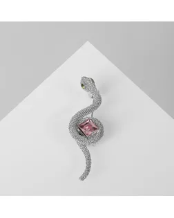 Брошь «Змея» ромб, цвет розовый в серебре арт. СМЛ-265072-2-СМЛ0010204552