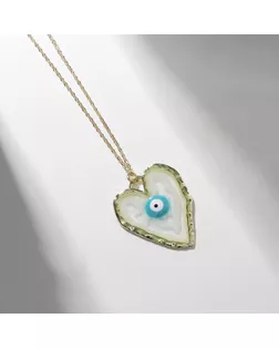 Кулон «Прелесть» сердце, оберег, цвет голубой в золоте, 40 см арт. СМЛ-269819-1-СМЛ0010218468