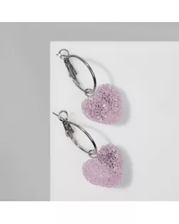 Серьги пластик «Сахар» сердце, цвет розовый в серебре арт. СМЛ-234397-1-СМЛ0010218484
