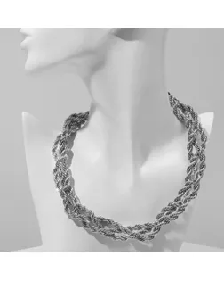 Колье «Цепь» косичка, цвет глянцевое серебро, 40 см арт. СМЛ-234415-2-СМЛ0010218526