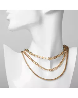 Колье «Цепь» тренд, 3 нити, цвет золото, 51 см арт. СМЛ-234416-1-СМЛ0010218527