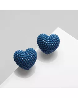 Серьги пластик «Карамель» сердце, цвет синий арт. СМЛ-234492-1-СМЛ0010218666