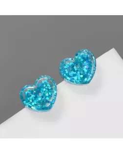 Серьги пластик «Карамель» сердце конфетти, цвет голубой арт. СМЛ-234494-1-СМЛ0010218673