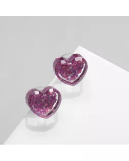 Серьги пластик «Карамель» сердце конфетти, цвет розовый арт. СМЛ-234494-2-СМЛ0010218674