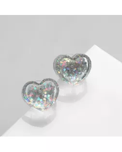 Серьги пластик «Карамель» сердце конфетти, цвет белый арт. СМЛ-234494-3-СМЛ0010218675