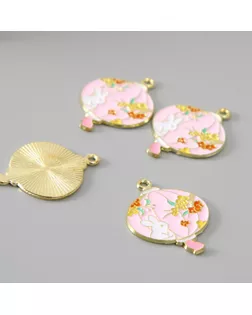 Декор для творчества металл, эмаль "Зайка и цветы" 2,7х2,2 см арт. СМЛ-234595-1-СМЛ0010222053