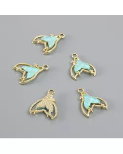 Декор для творчества металл, страз "Хвост русалки" голубой 2,1х1,6 см арт. СМЛ-234704-1-СМЛ0010225547