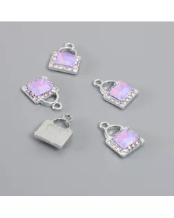 Декор для творчества металл, страз "Сумочка" сиреневый 1,7х1,2 см арт. СМЛ-234707-1-СМЛ0010225551